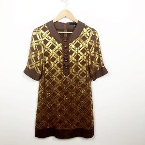 Marc by Marc Jacobs Gold Patterned Shift Dress
